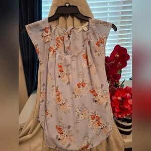 LC Lauren Conrad Size XS Lavender Orange Floral Whimsical Fairycore Blouse